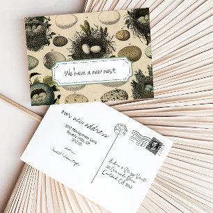 Customisable Moving Announcement // Vintage Bird Postcard