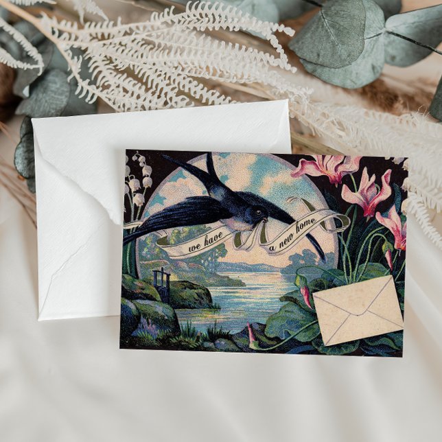 Customisable Moving Announcement // Vintage Bird Postcard (Creator Uploaded)
