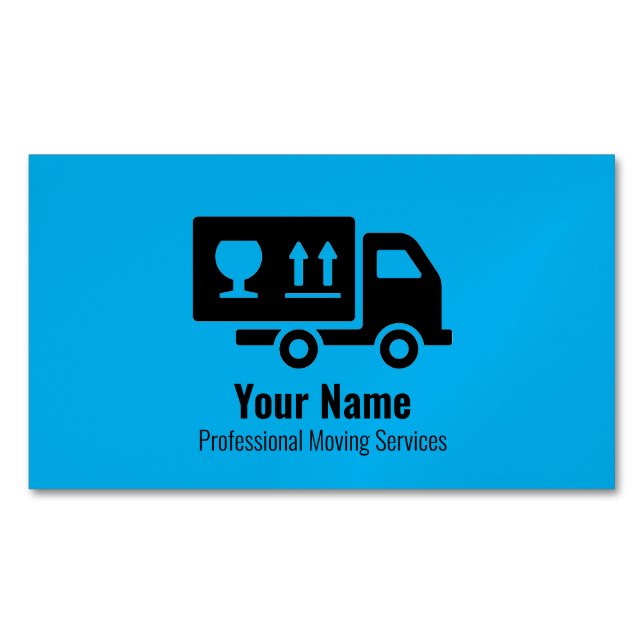 Customisable moving services truck blue 	Magnetic business card (Front)