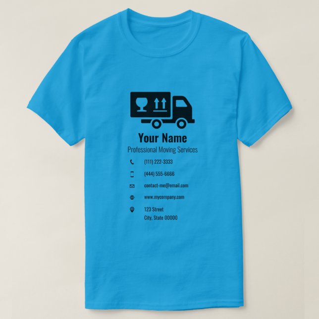 Customisable moving services truck blue T-Shirt (Design Front)