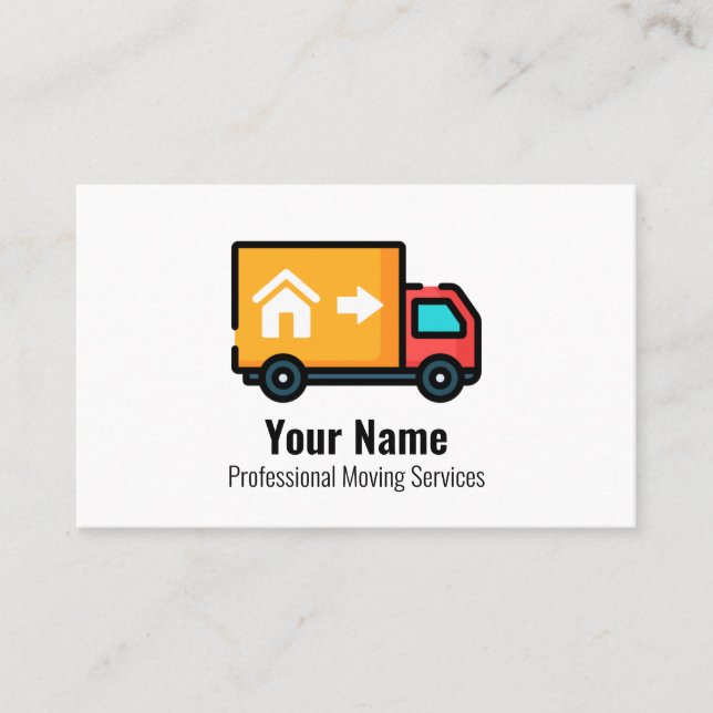 Customisable moving services truck business card (Front)
