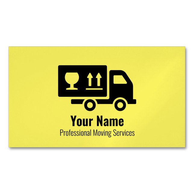 Customisable moving services truck yellow 	Magnetic business card (Front)