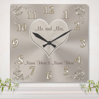 Customisable Mr. and Mrs. Gifts Champagne Clock
