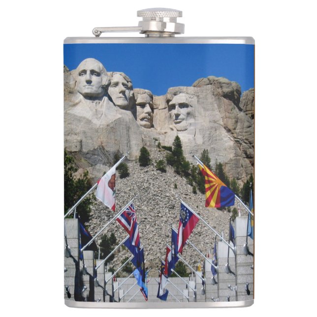 Customisable Mt Rushmore Souvenir Hip Flask (Front)
