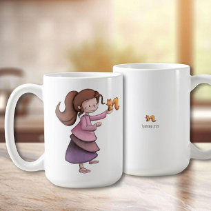 Customisable mug with a girl and a squirrel