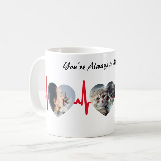 Customisable Mug with Three Heart-Shaped Photos  (Front Left)