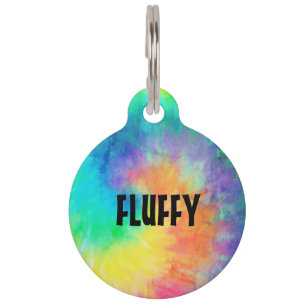 Customisable multicolored tie dye effect pet tag