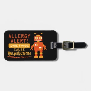 Customisable Multiple Food Allergy Robot Alert Luggage Tag