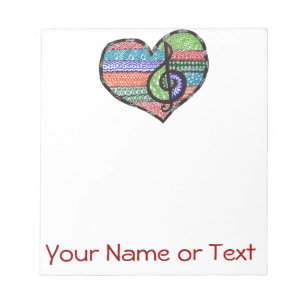Customisable Music Heart Treble Clef Doodle Notepad