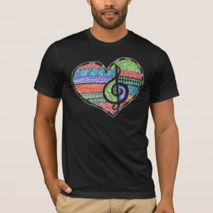 Customisable Music Heart Treble Clef Doodle T-Shirt