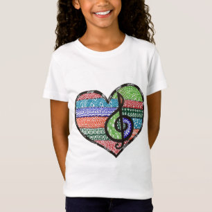 Customisable Music Heart Treble Clef Doodle T-Shirt
