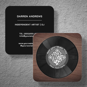 Customisable Music QR Code LP Vinyl    Square Business Card