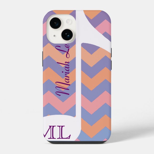 Customisable Musical Note & chevron iPhone Case (Back)
