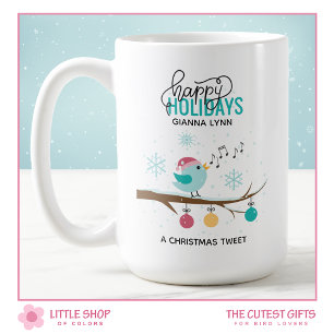 Customisable Musical Singing Bird Christmas Coffee Mug