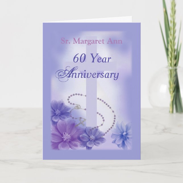 Customisable Name 60 Year Anniversary, Religious Card (Front)