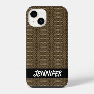 Customisable name Abstract grey pattern iPhone 14 Case