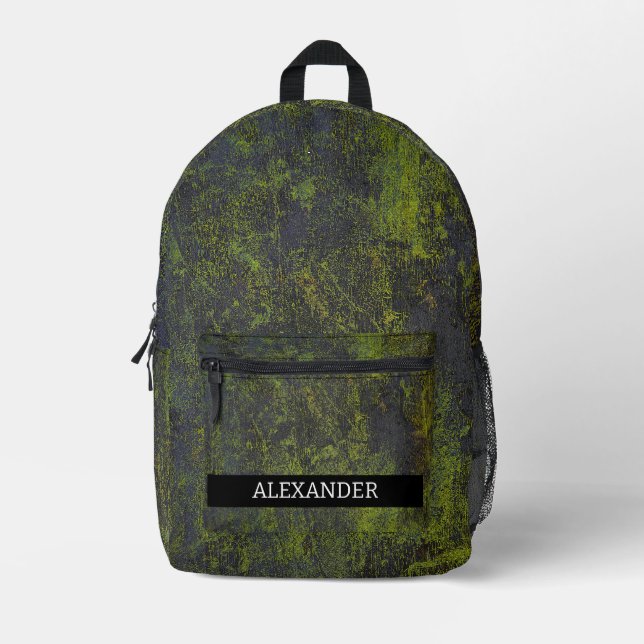 Customisable name. Abstract grunge texture Printed Backpack (Front)