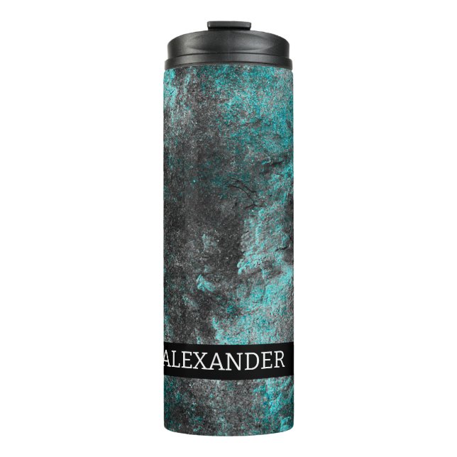 Customisable name. Abstract grunge texture Thermal Tumbler (Front)