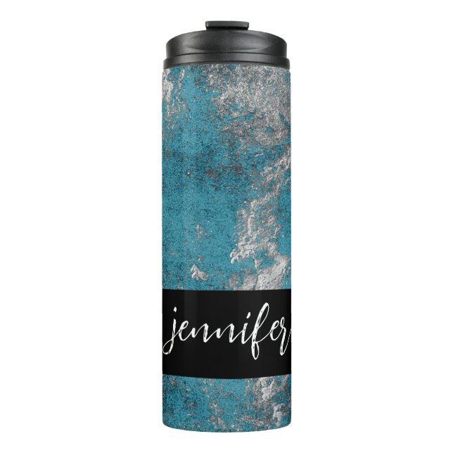 Customisable name Abstract grunge texture Thermal Tumbler (Front)