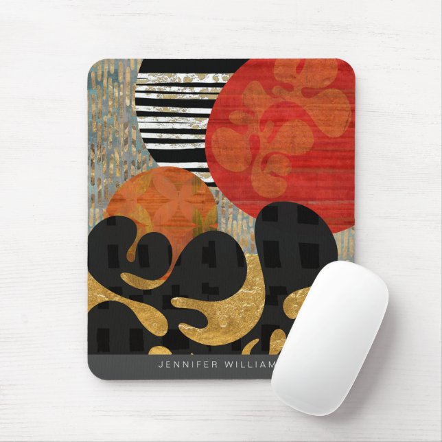 Customisable Name Abstract Modern Design Personal Mouse Mat (With Mouse)