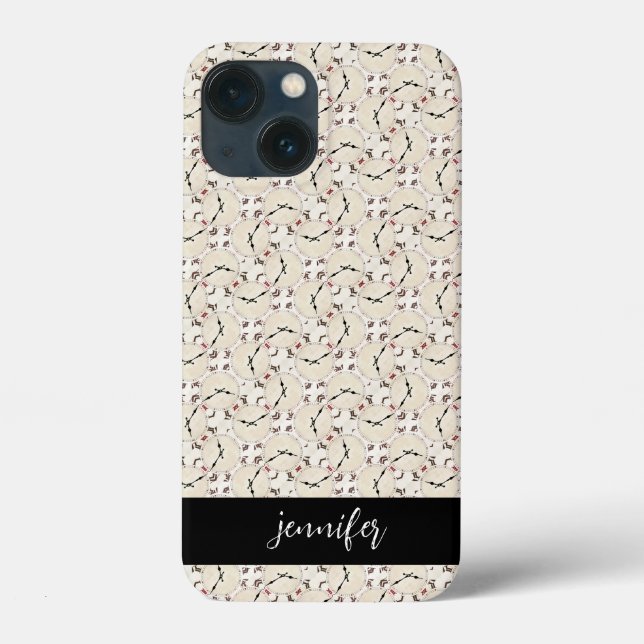 Customisable name Abstract retro clock pattern Case-Mate iPhone Case (Back)