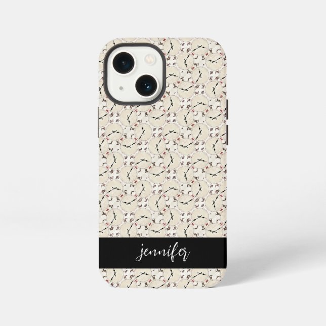 Customisable name Abstract retro clock pattern iPhone Case (Back)