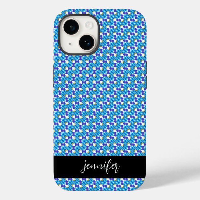 Customisable name Blue orchids pattern Case-Mate iPhone Case (Back)