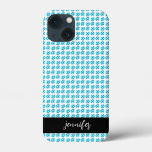 Customisable name Blue pearl pattern  iPhone 13 Mini Case