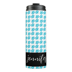 Customisable name Blue pearl pattern Thermal Tumbler