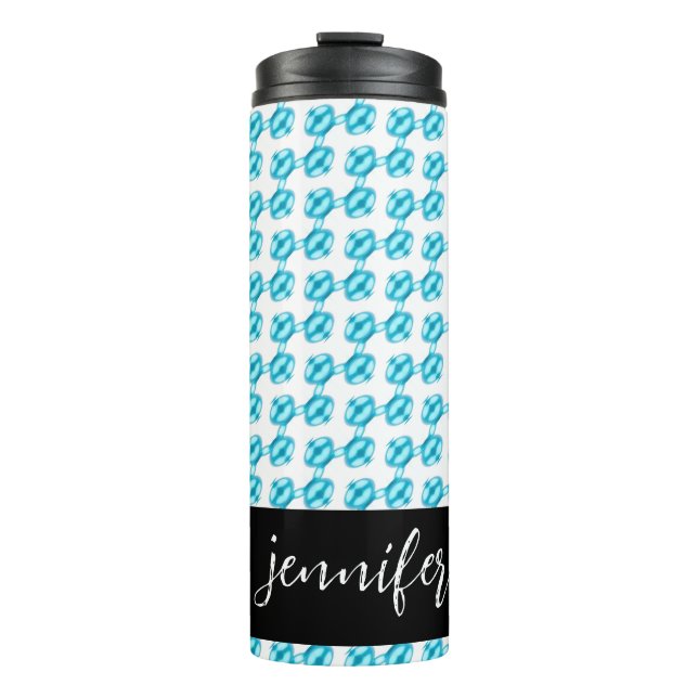 Customisable name Blue pearl pattern  Thermal Tumbler (Front)