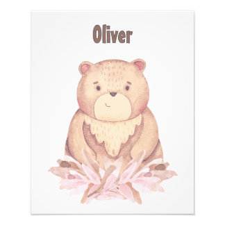Customisable Name Brown Bear Photo Print