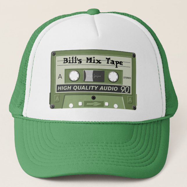 Customisable Name Cassette Mix Tape Ball Cap Hat (Front)