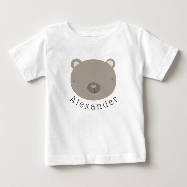 Customisable Name Cute Bear Baby T-Shirt (Front)