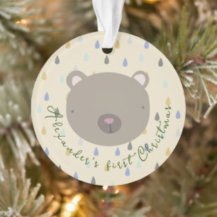 Customisable Name Cute Bear Christmas Ornament