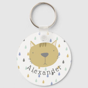 Customisable Name Cute Cat Key Ring