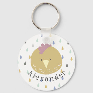 Customisable Name Cute Chick Key Ring