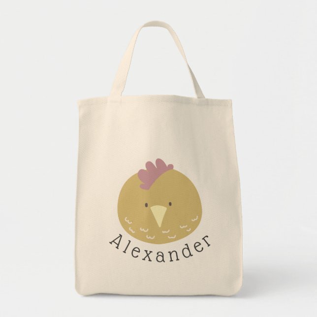 Customisable Name Cute Chick Tote Bag (Front)