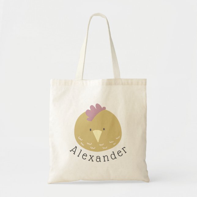 Customisable Name Cute Chick Tote Bag (Front)