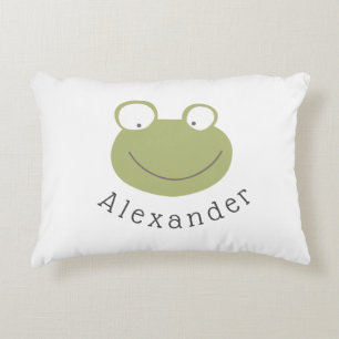 Customisable Name Cute Frog Decorative Cushion