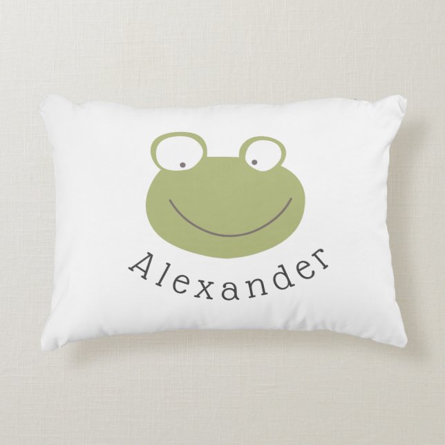Customisable Name Cute Frog Decorative Cushion (Front)