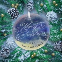 Customisable Name Cute Navy Blue Merry Christmas 