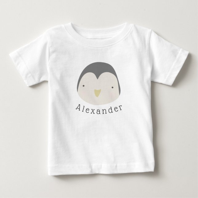 Customisable Name Cute Penguin Baby T-Shirt (Front)