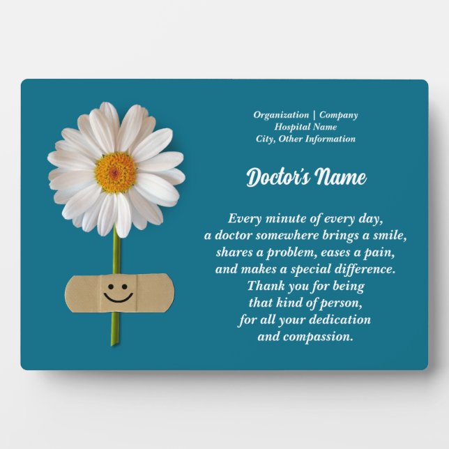 Customisable Name Doctor Appreciation Gift Plaque (Front)