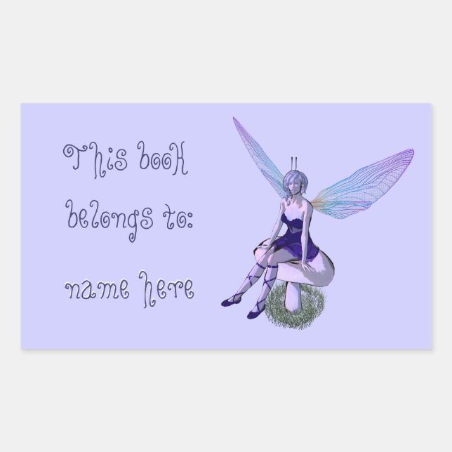 Customisable Name Fairy Bookplate - rectangular Sticker (Front)