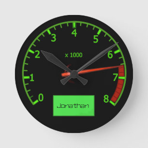 Customisable name gearhead car Fan Round Clock