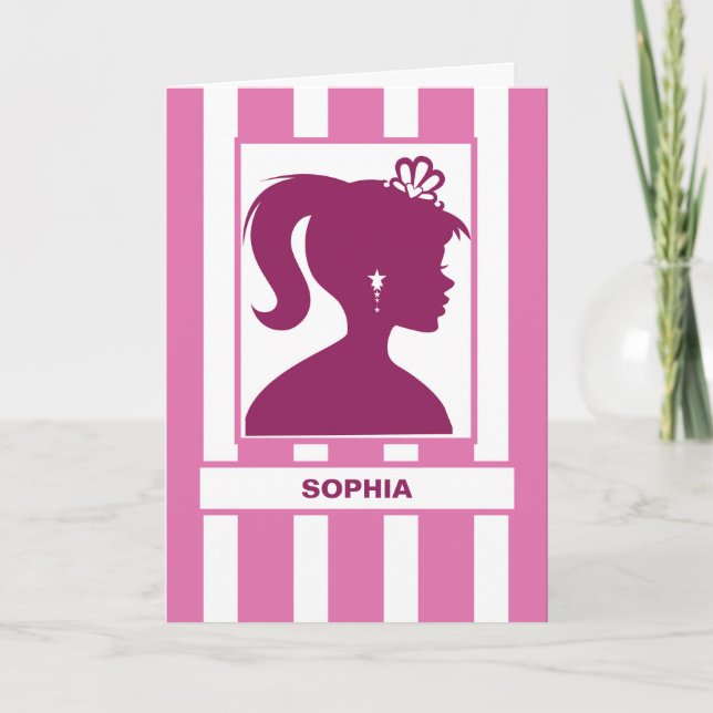 Customisable Name Girl Birthday with Doll Head Card (Front)