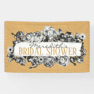 Customisable Name Gold Roses Chic Monogram Luxury Banner