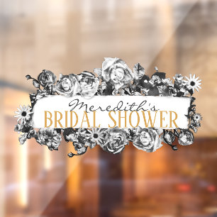 Customisable Name Gold Roses Chic Monogram Luxury Window Cling