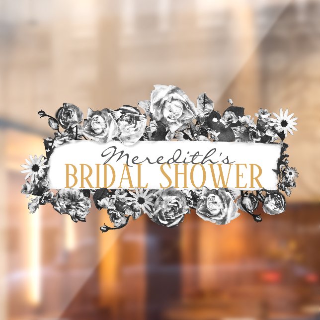 Customisable Name Gold Roses Chic Monogram Luxury Window Cling (Sheet 2)