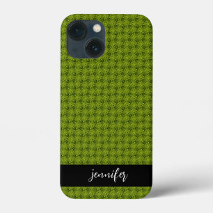 Customisable name Grass with water drops pattern iPhone 13 Mini Case